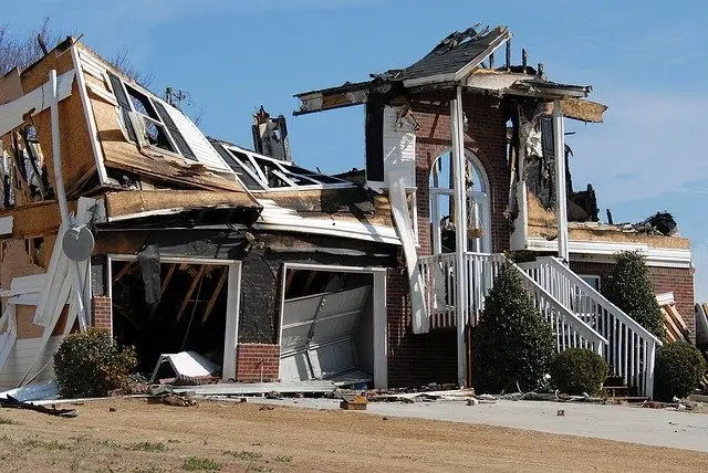 burnt down house